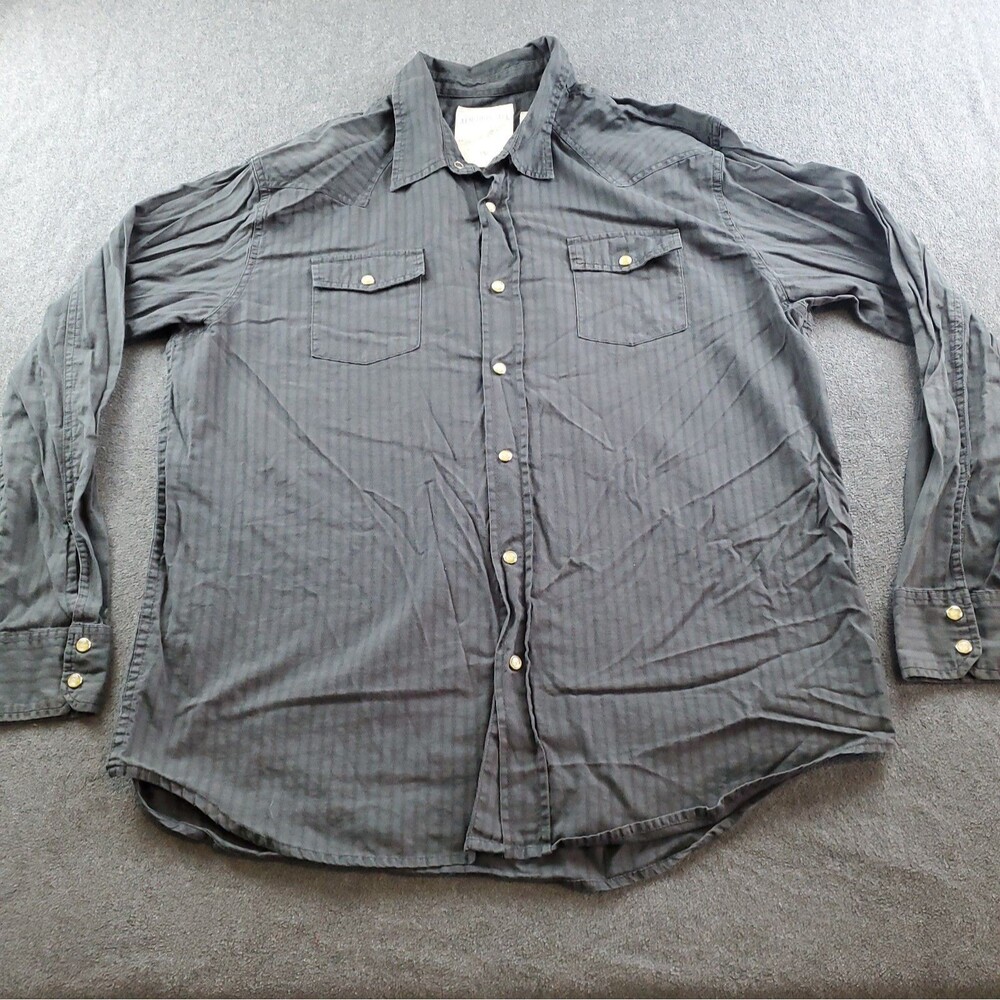 Y2k Aeropostale Cowboy Shirt  Men’s Size XL Black Long Sleeve Pearl Snap Button